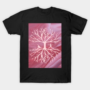 Grounded Trees and Humans Yoga Pink Marble Graphic T-Shirt